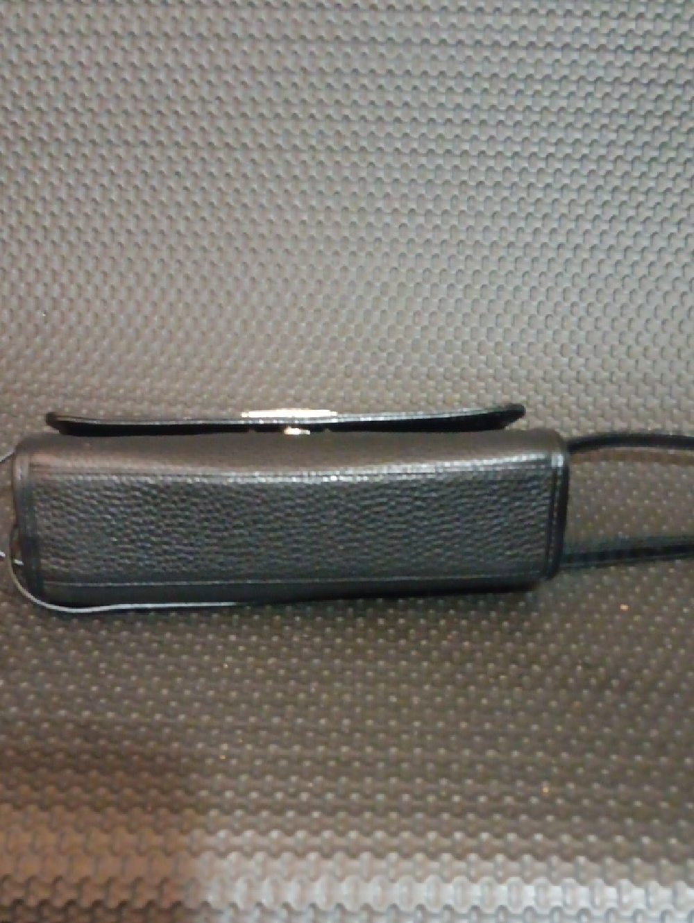 Black Croc-Embossed Leather Shoulder Bag with Silver Hardware - Picture 6 of 7